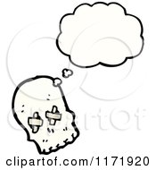 Cartoon Of A Thinking Skull With Bandaged Eye Sockets Royalty Free Vector Clipart