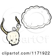 Cartoon Of A Thinking Horned Devil Skull Royalty Free Vector Clipart by lineartestpilot