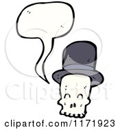 Cartoon Of A Talking Skull Wearing A Top Hat Royalty Free Vector Clipart