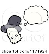 Cartoon Of A Thinking Skull With A Top Hat Royalty Free Vector Clipart