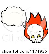 Cartoon Of A Thinking Skull And Flames Royalty Free Vector Clipart