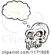Cartoon Of A Thinking Alien Skull Royalty Free Vector Clipart