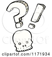 Cartoon Of A Skull With A Question Mark And Exclamation Point Royalty Free Vector Clipart