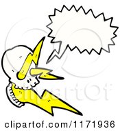 Cartoon Of A Talking Skull With Lightning Bolts Royalty Free Vector Clipart