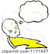 Cartoon Of A Thinking Skull With A Bolt Royalty Free Vector Clipart