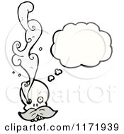 Cartoon Of A Thinking Skull With Smoke Royalty Free Vector Clipart