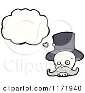 Poster, Art Print Of Thinking Skull With A Mustache And Top Hat
