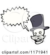 Cartoon Of A Talking Mustached Human Skull With A Top Hat Royalty Free Vector Clipart