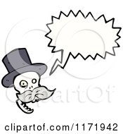 Cartoon Of A Talking Skull With A Top Hat And Mustache Royalty Free Vector Clipart