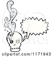 Cartoon Of A Talking Skull With Smoke Royalty Free Vector Clipart