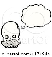 Cartoon Of A Thinking Skull With A Mustache Royalty Free Vector Clipart