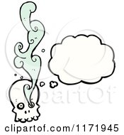 Cartoon Of A Thinking Skull With Smoke Royalty Free Vector Clipart
