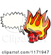 Cartoon Of A Talking Horned Devil Skull With Flames Royalty Free Vector Clipart by lineartestpilot