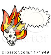 Talking Horned Devil Skull With Flames