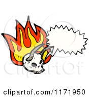 Poster, Art Print Of Talking Horned Devil Skull With Flames