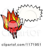 Cartoon Of A Talking Demon Skull And Flames Royalty Free Vector Clipart by lineartestpilot