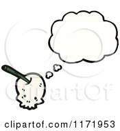 Cartoon Of A Thinking Cherry Skull Royalty Free Vector Clipart