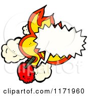Cartoon Of A Talking Cherry Skull With Flames Royalty Free Vector Clipart