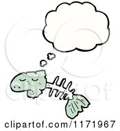 Cartoon Of A Thinking Fish Bone Royalty Free Vector Clipart by lineartestpilot