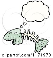Cartoon Of A Thinking Fish Bone Royalty Free Vector Clipart