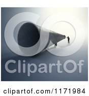 Clipart Of A 3d Tiny Person Speaking Through A Giant Megaphone Royalty Free CGI Illustration