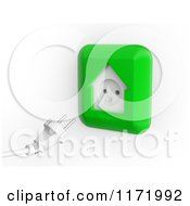 3d Cable And Green House Shaped Electrical Socket On White