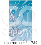 Silver Technology Scraps Exploding Over Blue Clipart Illustration