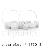 Clipart Of 3d White Shopping Bags In A Group On White Royalty Free CGI Illustration