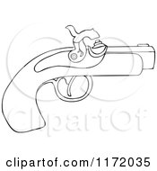 Cartoon Of An Outlined Black Powder Pistol Gun Royalty Free Vector Clipart