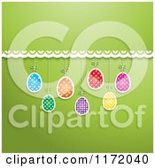 Poster, Art Print Of Green Background With Lace And Hanging Easter Eggs