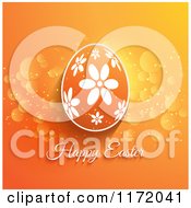 Poster, Art Print Of Happy Easter Greeting Under A Floral Egg On Orange