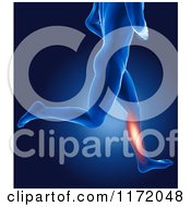 Clipart Of A 3d Xray Man Running With Glowing Calf Pain Royalty Free CGI Illustrationb