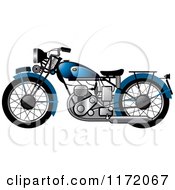 Poster, Art Print Of Blue Vintage Motorcycle