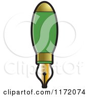 Clipart Of A Green And Gold Fountain Pen Royalty Free Vector Illustration by Lal Perera