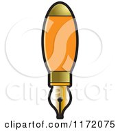 Clipart Of An Orange And Gold Fountain Pen Royalty Free Vector Illustration by Lal Perera