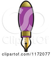 Clipart Of A Purple And Gold Fountain Pen Royalty Free Vector Illustration