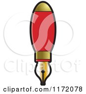 Clipart Of A Red And Gold Fountain Pen Royalty Free Vector Illustration by Lal Perera