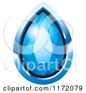 Clipart Of A Tear Drop Blue Diamond Or Gemstone With A Frame Royalty Free Vector Illustration