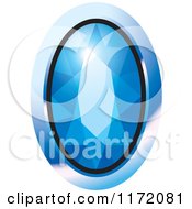 Poster, Art Print Of Oval Blue Diamond Or Gemstone With A Frame