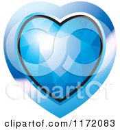 Poster, Art Print Of Heart Shaped Blue Diamond Or Gemstone With A Frame
