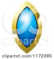 Clipart Of A Long Blue Diamond Or Gemstone With A Gold Frame Royalty Free Vector Illustration