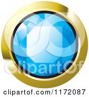 Clipart Of A Round Blue Diamond Or Gemstone With A Gold Frame Royalty Free Vector Illustration