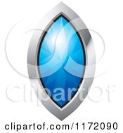 Clipart Of A Long Blue Diamond Or Gemstone With A Silver Frame Royalty Free Vector Illustration
