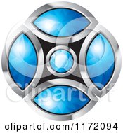 Clipart Of A Blue Diamond Pendant With Chrome Framing Royalty Free Vector Illustration