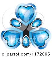 Clipart Of A Blue Diamond Pendant With Chrome And Blue Framing Royalty Free Vector Illustration