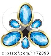 Clipart Of A Blue Diamond Pendant With Chrome And Gold Framing Royalty Free Vector Illustration
