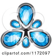 Clipart Of A Blue Diamond Pendant With Silver Framing Royalty Free Vector Illustration