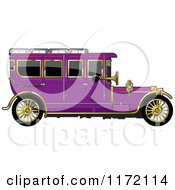Clipart Of A Vintage Purple Car With Gold Trim Royalty Free Vector Illustration