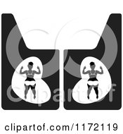 Clipart Of A Chubby Woman In A Bikini On Vehicle Mud Flaps Royalty Free Vector Illustration