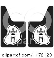 Clipart Of A Chubby Woman In A Bikini On Vehicle Mud Flaps 2 Royalty Free Vector Illustration